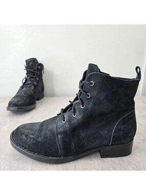 Born Lace Up Combat Boots 6.5 Black Leather Comfort Grunge Hiker Ankle Booties